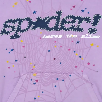 Sp5der Acai Hoodie Purple Zoom in