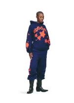 Sp5der Beluga Hoodie Navy in Pose