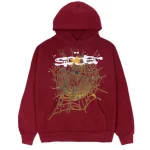 Sp5der Logo Tracksuit Maroon Hoodie