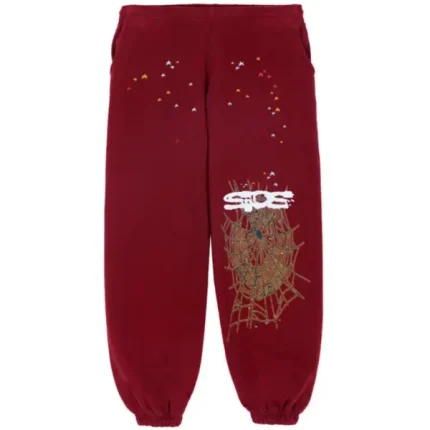 Sp5der Logo Tracksuit Maroon Pants