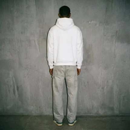 Sp5der OG Rhinestone Logo White Hoodie Back Pose