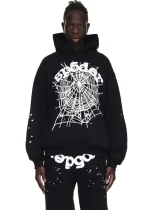 Sp5der OG Web Black Tracksuit Pose