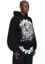 Sp5der OG Web Black Tracksuit Pose Side