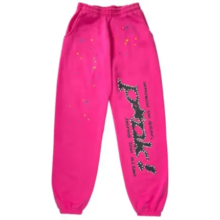 Sp5der PINK Black Logo Sweatpants