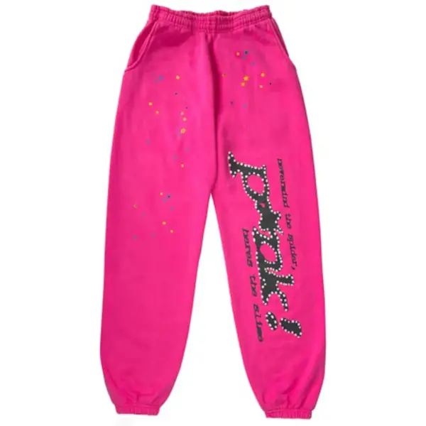 Sp5der PINK Black Logo Sweatpants Sp5der PINK Black Logo Sweatpants
