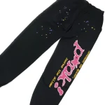 Sp5der PINK Sweatpants Black Zoom in