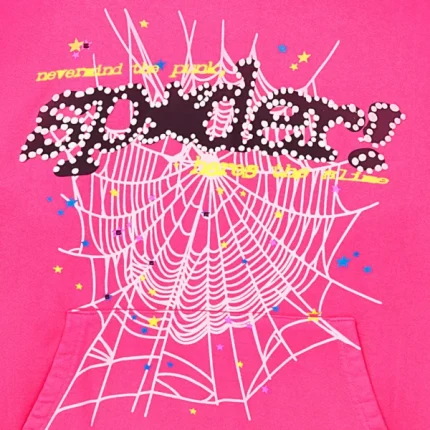 Sp5der PNK V2 Hoodie Pink Zoom in