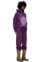 Sp5der Purple Web Hoodie Side Pose