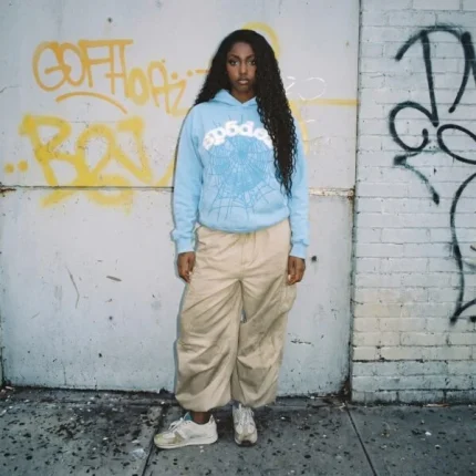 Sp5der Web Hoodie Sky Blue Style
