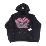 Sp5der Angel Number 555 Black Pink Hoodie