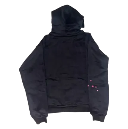 Sp5der Angel Number 555 Black Pink Hoodie Back in