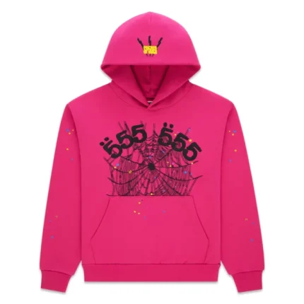 Sp5der Angel Number Pink Hoodie