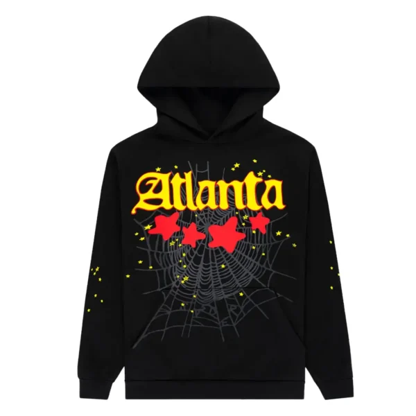 Sp5der Atlanta Star-Print Hoodie Black Sp5der Atlanta Star-Print Hoodie Black
