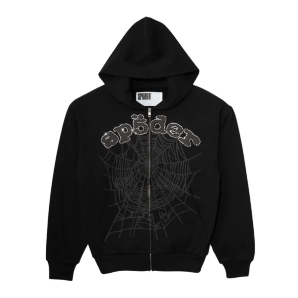 Sp5der OG Web V2 Rhinestone Zip-Up Hoodie Sp5der OG Web V2 Rhinestone Zip-Up Hoodie
