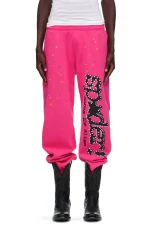 Sp5der PINK V2 Sweatpant Pink Front Pose