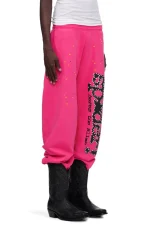 Sp5der PINK V2 Sweatpant Pink Left Pose