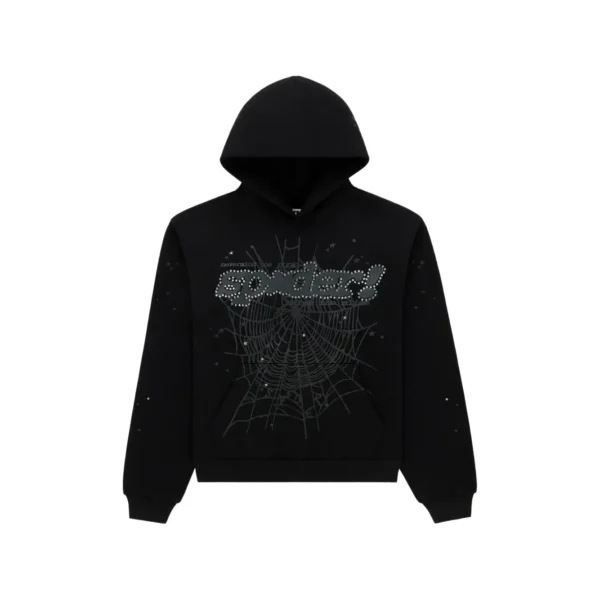 Sp5der Rhinestone Punk V2 Hoodie Black Sp5der Rhinestone Punk V2 Hoodie Black