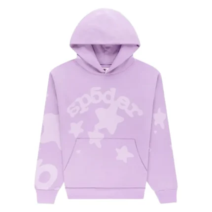 Sp5der Star Pattern Hoodie Purple