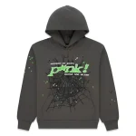 Sp5der Web Graphic Hoodie Charcoal Green