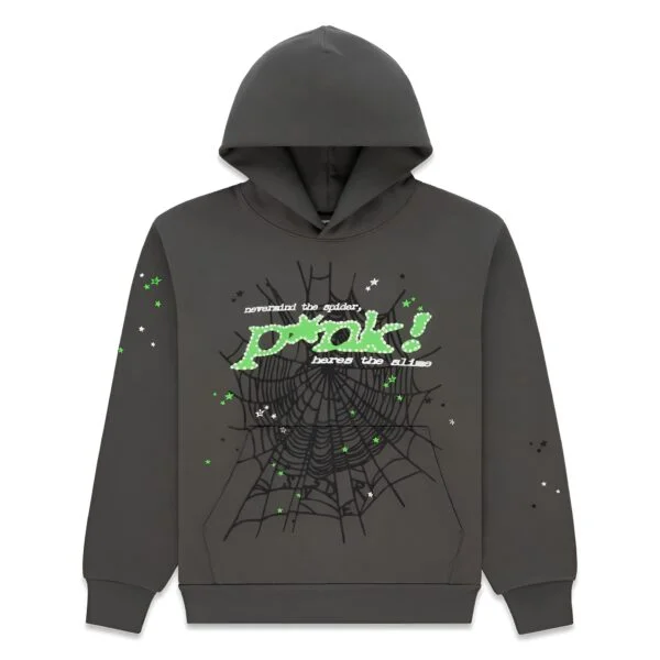 Sp5der Web Graphic Hoodie Charcoal Green Sp5der Web Graphic Hoodie Charcoal Green