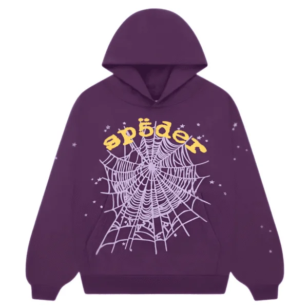 Sp5der Web Graphic Hoodie Purple Yellow Sp5der Web Graphic Hoodie Purple Yellow