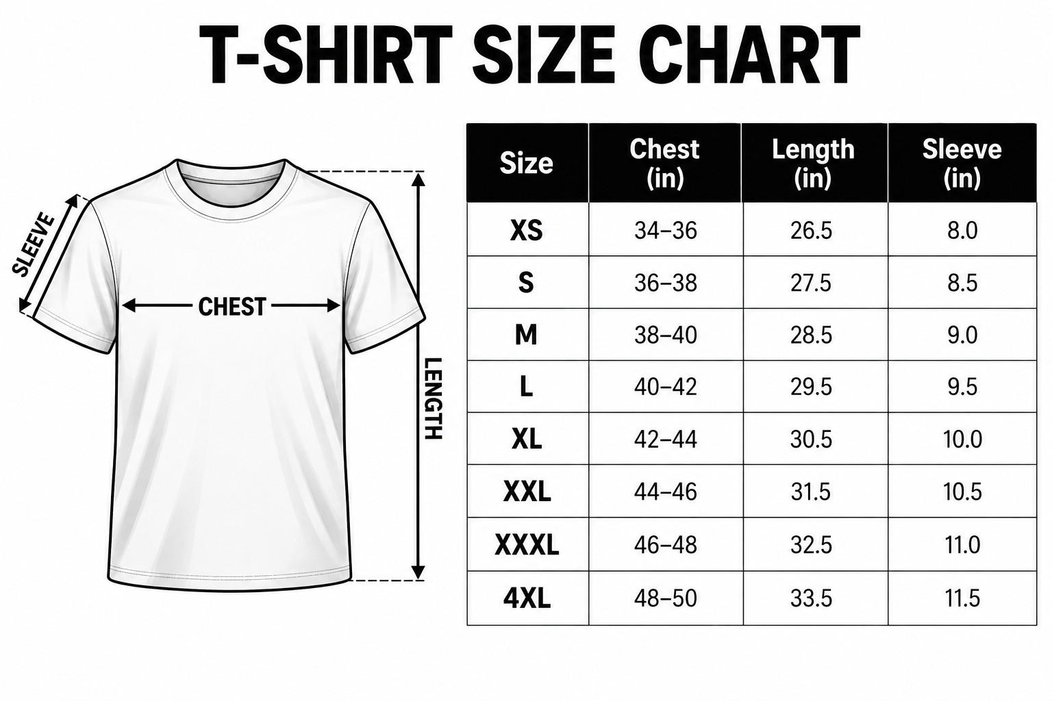 T-SHIRT Size Chat